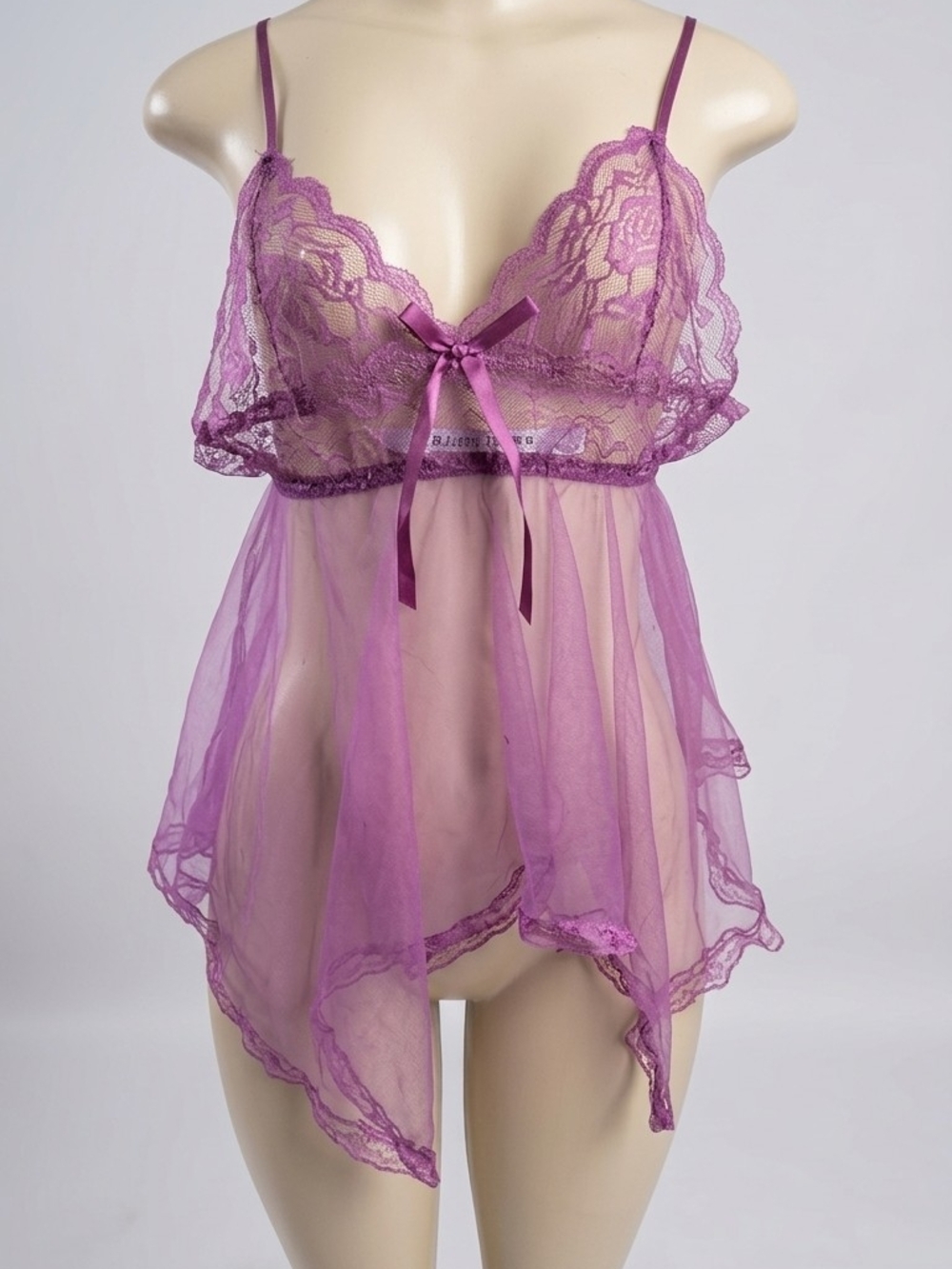 Lace & Mesh Babydoll Chemise in Mauve